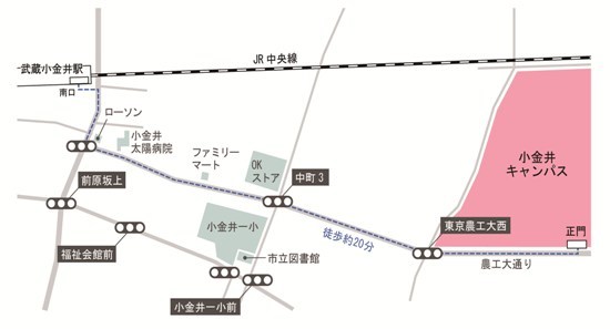 JR中央線「武蔵小金井駅」から小金井キャン