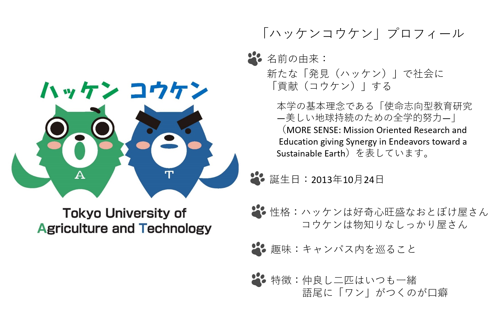 公式キャラクター シンボル 校歌等 大学概要 大学案内 国立大学法人 東京農工大学